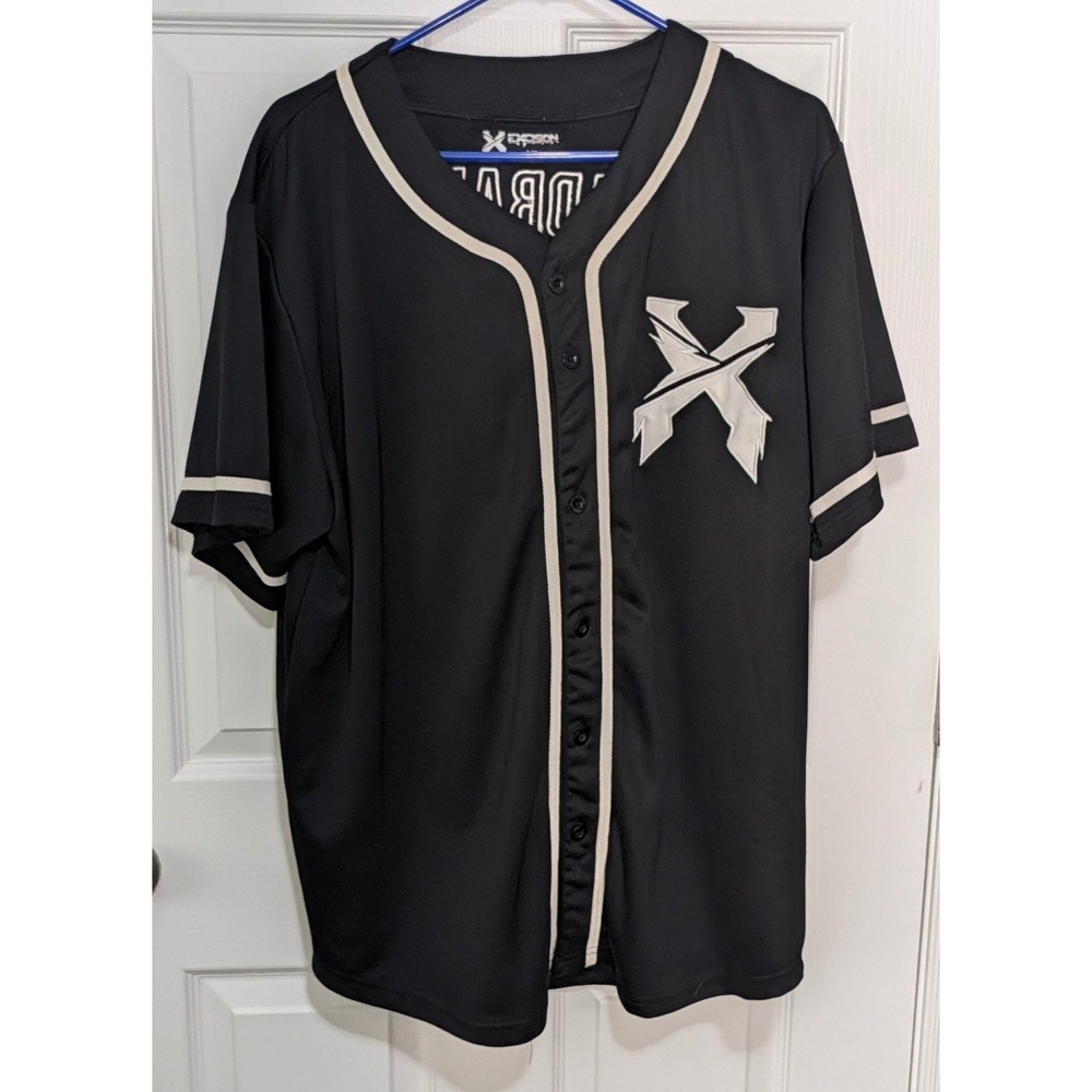 Excision Headbanger Baseball Jersey Black White Embroidered EDM Festival XL